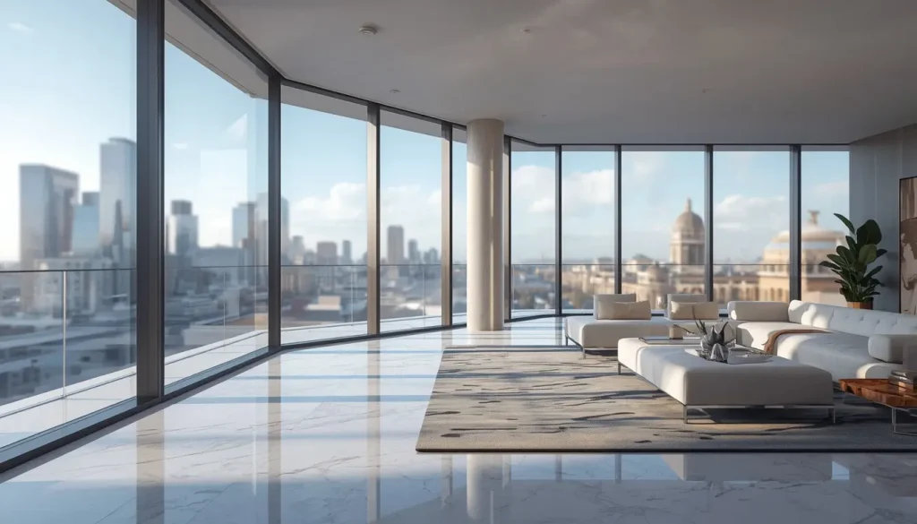 Luxury modern penthouse interior representing international real estate investment strategies in the US and Italy.