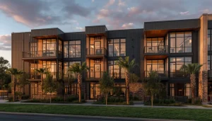 Sunset view of the luxury modern residential building facade The Brooklyn, featured image for the hottest US property markets in 2026 blog post.